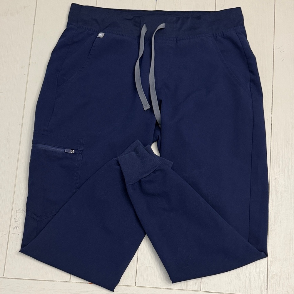 Figs Navy Jogger Pants with Gray Drawstring